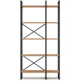 Marckeric Črn/naravni regal v hrastovem dekorju 87,5x175 cm Dusan – Cene