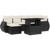 Maison Chic Seti vrtnega pohištva - Vrtna garnitura - Vrtni pohištvo set 7-delna z blazinami črn poli ratan, (21802065) | Shoptok.si