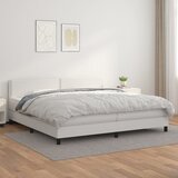 The Living Store Box spring postelja z vzmetnico bela 200x200 cm umetno usnje - Box Spring Postelja, (21518847) Cene