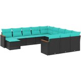  12-dijelni vrtni set s jastucima crni poliratan | shoptok.hr