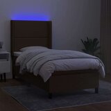  Box spring s madracem LED tamnosmeđi 100x200 cm tkanina | shoptok.hr