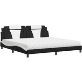  The Living Store Postelja z vzmetnico črna in bela 200x200 cm umetno usnje - Postelja, (21450514) | Shoptok.si