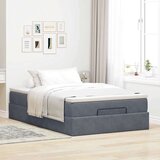 vidaXL Otomanski posteljni okvir z vzmetnico siv 120x190 cm žamet | Shoptok.si