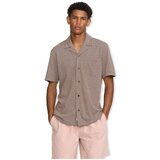 Rvlt Revolution Srajce z dolgimi rokavi Jacquard Cuban Shirt 3175 - Brown Kostanjeva | Shoptok.si