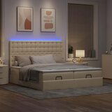 vidaXL Otomanski okvir kreveta s madracima krem 160x200cm od tkanine | shoptok.hr