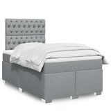 vidaXL Boxspring postelja z vzmetnico svetlo siva 120x190 cm blago | Shoptok.si