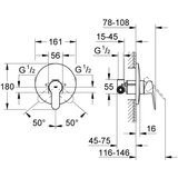 Grohe 29078000 BauEdge (1 priključek) pokrivna plošča za tuš | Shoptok.si