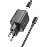 hoco. stenski polnilec 2 x Type-C + kabel Type-C v Type-C PD QC 45W GaN N42 črn | Shoptok.si