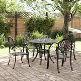  5-dijelni vrtni blagovaonski set crni od lijevanog aluminija | shoptok.hr