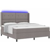  LED Box Spring Krevet Sivo-smeđa 180 x 200 cm tkanina | shoptok.hr