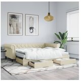 vidaXL Izvlečna dnevna postelja s predali krem 90x200 cm ume | Shoptok.si