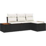  4-delni set kavčev za vrt z blazinami črn poly ratan akacija, (22092721) | Shoptok.si