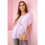 Kesi Włoski Muslin blouse with a necklace light purple | shoptok.hr