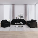 vidaXL 3-dijelni set sofa s jastucima crni od tkanine Cijene