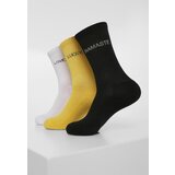 Urban Classics wording socks 3-Pack black/white/yellow Cene