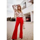 Fasardi Elegant red women's pants with flared legs | Shoptok.si