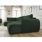 Bobochic Paris temno zelena raztegljiva kotna sedežna garnitura iz rebrastega žameta (desni kot/v obliki črke "u") lucien | Shoptok.si