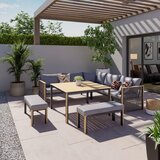Ambia Garden jedilna lounge garnitura tkanina akacija masivno aluminij | Shoptok.si