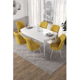 Hanah home trpezarijski set Via, sto na razvlačenje i 6 stolica, bela ploča, senf žuta tkanina Jerry | Eponuda.com
