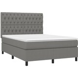  Krevet s oprugama i madracem tamnosivi 140x190 cm od tkanine | shoptok.hr