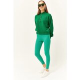 Olalook Women's Grass Green Thick Ribbed Raising Leggings | shoptok.hr