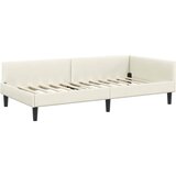 vidaXL Kotni posteljni okvir z vzglavjem krema 100 x 200 cm, (5000069190) | Shoptok.si