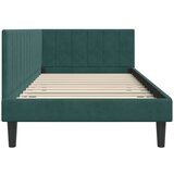 vidaXL Kotna postelja z vzglavjem Temno zelena 90 x 190 cm Žamet | Shoptok.si