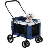 PawHut Voziček za pse 2 v 1, voziček za pse z odstranljivo košaro, moder, (5000240129) | Shoptok.si
