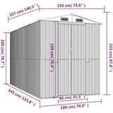 vidaXL Vrtno spremište antracit 192 x 357 x 223 cm pocinčani čelik | shoptok.hr
