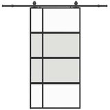  Klizna vrata s priborom crna 102,5 x 205 cm kaljeno staklo | shoptok.hr