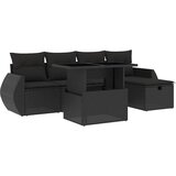  6-dijelni set vrtnih sofa s jastucima crni od poliratana Slike