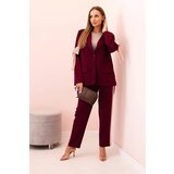 Kesi Włoski Women's set with viscose – blazer with lapels and pants with piping plum | shoptok.hr