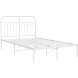 The Living Store Kovinski posteljni okvir z vzglavjem bel 120x190 cm - Posteljni Okvir, (21495732) | Shoptok.si