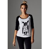 Merchcode Ladies Women's T-shirt Banksy ́s Graffiti Ape Raglan Wht/blk Cene