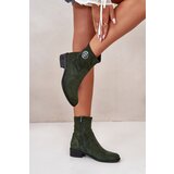 Boto PE2 Women's Boots With Zip And Decorative Detail Eco Suede Green Lerioria | ePonuda.com