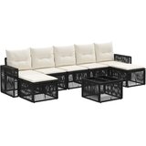 vidaXL Vrtna sedežna garnitura 8 pcs Črna in krem bela poli ratan, (5000269833) | Shoptok.si