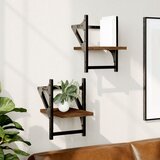 Maison Chic 2 kosi Stenske Police - Viseče police s prečkami rjavi hrast 20x25x30 cm, (21793681) | Shoptok.si