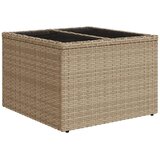 vidaXL Vrtna miza s stekleno mizno ploščo bež 55x55x37 cm poli ratan | Shoptok.si