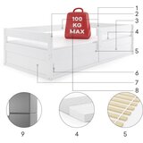  dječji krevet Hugo s kliznom ladicom - 160*80 cm - bijeli | shoptok.hr
