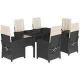 7-dijelni vrtni blagovaonski set s jastucima crni od poliratana Crna 150 cm table length | shoptok.hr