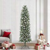 vidaXL Umjetno vitko božićno drvce s stalakom Zelena i bijela 240 cm | shoptok.hr
