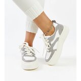 Gemre Gray-white leather sneakers on a thick sole Kawthar | shoptok.hr
