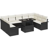 vidaXL 10-delni vrtni kavč set z blazinami črni poli ratan | Shoptok.si