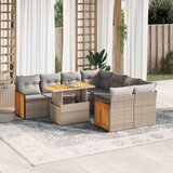 vidaXL 9-dijelni set vrtnih sofa s jastucima bež od poliratana bagrem | shoptok.hr