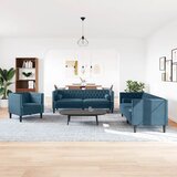  Chesterfield garnitura od 3 dijela s jastucima, plava baršunasta | shoptok.hr