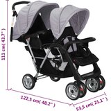  Dvostruka dječja kolica sivo-crna | shoptok.hr