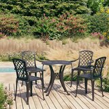  5-dijelni bistro set od lijevanog aluminija crni | shoptok.hr