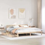 vidaXL Posteljni okvir s predali 200x200 cm trdna borovina | Shoptok.si