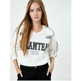 Koton V-Neck College Sweatshirt Printed Long Sleeve Cene
