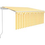 vidaXL Automatska tenda s roletom i senzorom LED 3 x 2 5 m žuto-bijela | shoptok.hr